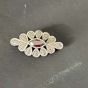Vintage Marcasite Brooch  925 Silver